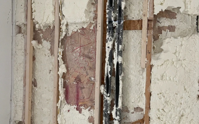 Old foam prepped for foam removal.