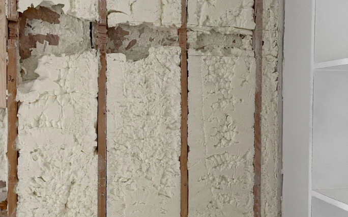 Old spray foam insulation.