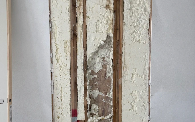 Old foam prepped for foam removal.