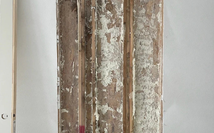 Old foam prepped for foam removal.