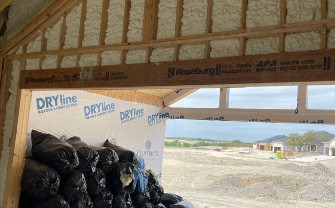 New home with spray foam insulation.
