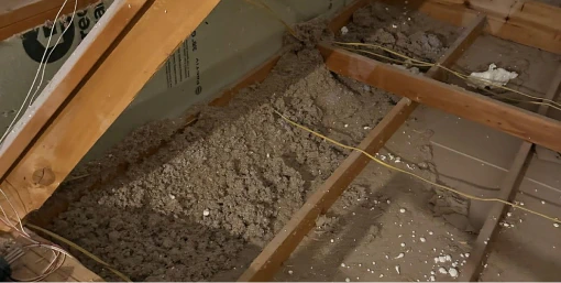 Old insulation being removed.