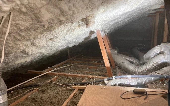 Clean attic space with new spray foam.